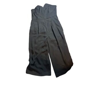 H M Strapless Wide Leg Cropped Jumpsuit Black Size L‎